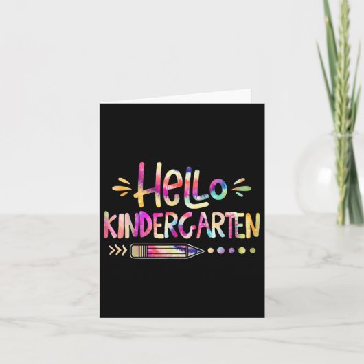Hello Kindergarten First Day Back To School Tie Dy カード (正面)