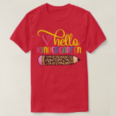 Hello Kindergarten Leopard Pink Pencil First Day o Tシャツ (デザイン正面)