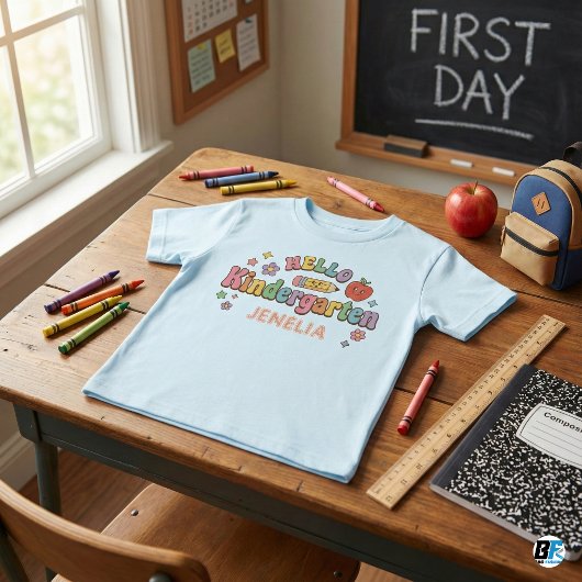 Hello Kindergarten Retro Groovy Custom Name Kids