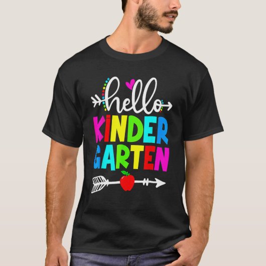 Hello Kindergarten Teacher Student Team Happy Back Tシャツ (正面)
