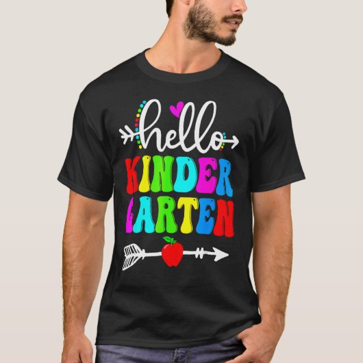Hello Kindergarten Teacher Student Team Happy Back Tシャツ (正面)