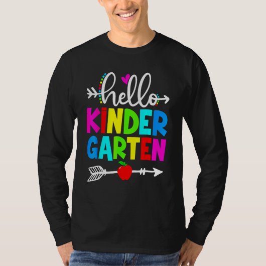 Hello Kindergarten Teacher Student Team Happy Back Tシャツ (正面)