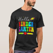 Hello Kindergarten Teacher Student Team Happy Back Tシャツ (正面)