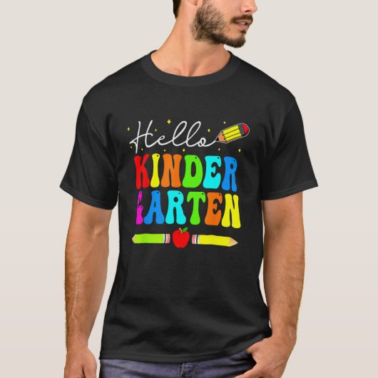 Hello Kindergarten Teacher Student Team Happy Back Tシャツ (正面)