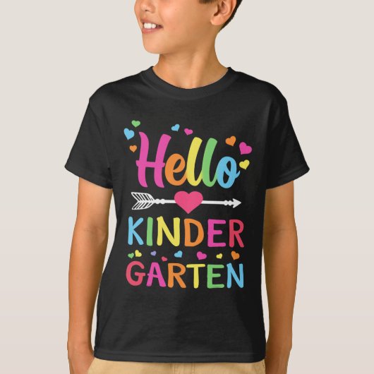 Hello Kindergarten Team Kinder Byck To School Teac Tシャツ (正面)