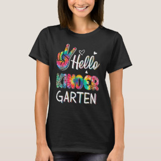 Hello Kindergarten Tie Dye Leopard Graphic Back To Tシャツ