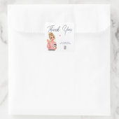 Hello Lady Round Thank You Sticker | Cute Woman  スクエアシール (バッグ)