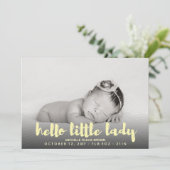 Hello littleベビー黄色の写真誕生のお知らせ 案内状 (スタンド正面)