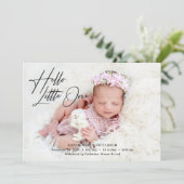 Hello Little Oneスクリプトエレガントフォト誕生 案内状 (スタンド正面)