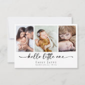 Hello Little Oneスクリプト誕生ベビー サンキューカード (正面)