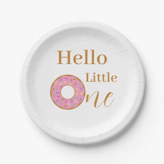 Hello Little One 1st誕生日ピンドーナツパーティー ペーパープレート (正面)