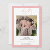 Hello Little One - 2フォトベビーガールピンク誕生 案内状 (正面)