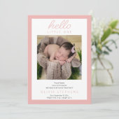 Hello Little One - 2フォトベビーガールピンク誕生 案内状 (スタンド正面)