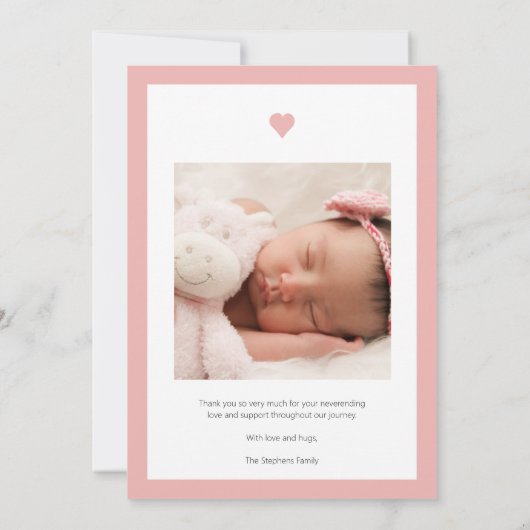 Hello Little One - 2フォトベビーガールピンク誕生 案内状 (裏面)