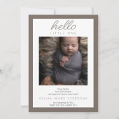 Hello Little One - 2フォトベビーニュートラル誕生 案内状 (正面)