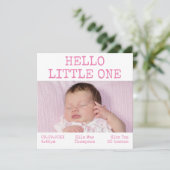 Hello Little One 2 Photo Name Date Baby Girl 案内状 (スタンド正面)