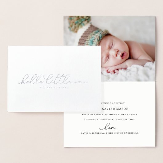 Hello Little One Birth Announcement (フォイル実在) 箔カード (ディスプレー)