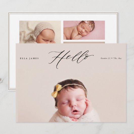 HELLO LITTLE ONE Birth Announcement //黒 案内状 (正面/裏面)