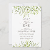 Hello Little One Greeneryフローラベビーシャワー 招待状 (正面)