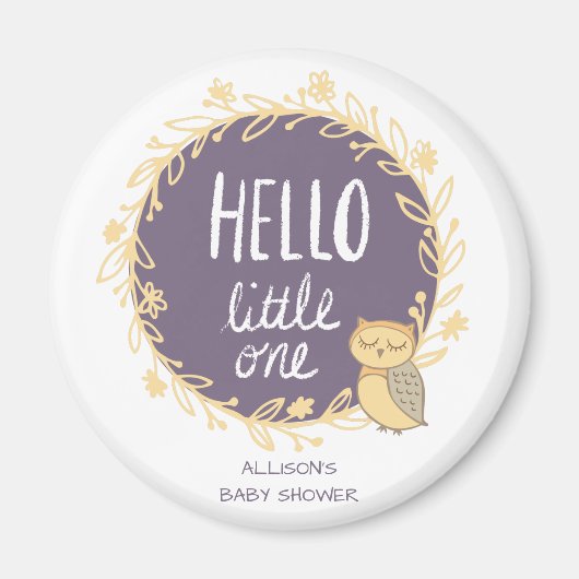 Hello Little One Owl Baby Showerのお気に入り マグネット (正面)