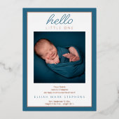 Hello Little Two写真ベビー誕生のお知らせ 箔招待状 (正面)