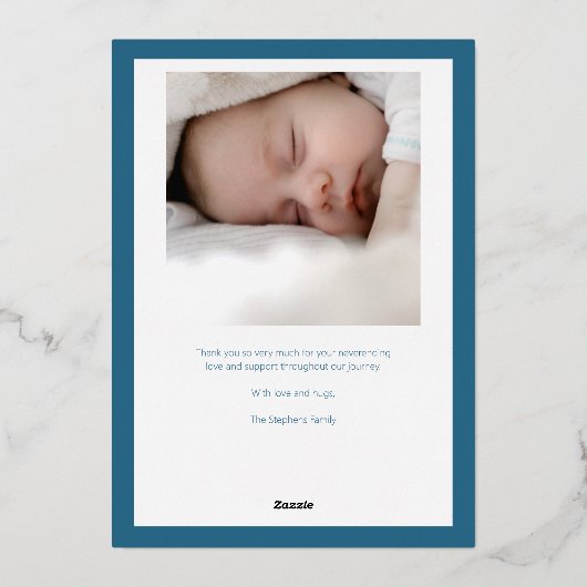 Hello Little Two写真ベビー誕生のお知らせ 箔招待状 (裏面)