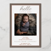 Hello Little Two写真ベビー誕生のお知らせ 箔招待状 (正面)