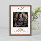Hello Little Two写真ベビー誕生のお知らせ 箔招待状 (立ち正面)