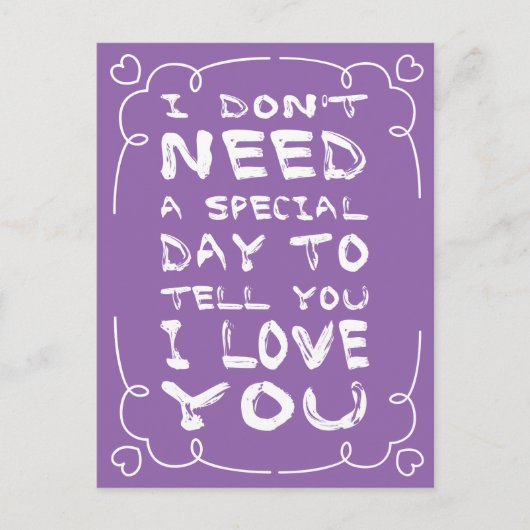 Hello, Love Purple And Whiteハートはがき ポストカード (正面)