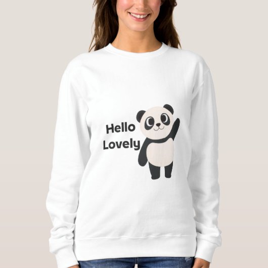 Hello Lovely – Cute Panda T-Shirt Design | Kawaii  スウェットシャツ (正面)