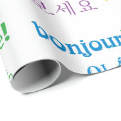 Hello Many Languagesカラフルタイポグラフィ ラッピングペーパー (ロールコーナー)