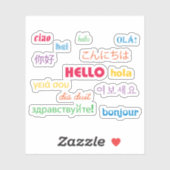 Hello Many Languages文字 カラフル シール (シート)