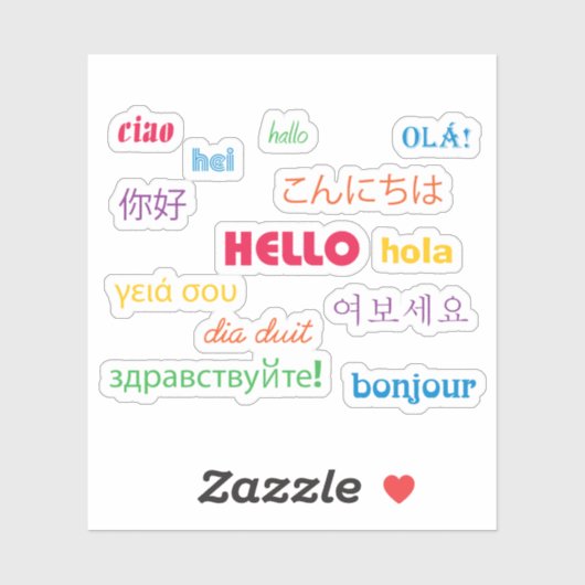 Hello Many Languages文字 カラフル シール (シート)