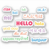 Hello Many Languages文字 カラフル シール (正面)