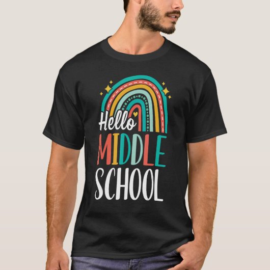 Hello MiddleSchool Rainbow for Girls Girls Kids Tシャツ (正面)