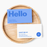 Hello Modern Minimal Simple Blue Stylish Trendy 名刺<br><div class="desc">A simple stylish custom retro design business card with modern and handwritten script typography monogram with a dual tone color scheme in shades of blue. The text can easily be personalized to make a design as unique as you are! The perfect trendy bespoke design for personal or business use!</div>