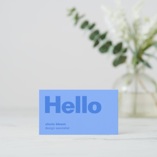 Hello Modern Minimal Simple Blue Stylish Trendy 名刺 (スタンド正面)