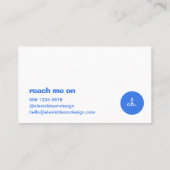 Hello Modern Minimal Simple Blue Stylish Trendy 名刺 (裏面)