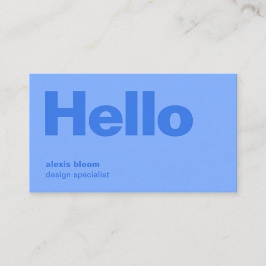 Hello Modern Minimal Simple Blue Stylish Trendy 名刺 (正面)