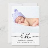 Hello Modern Script Birth Announcement 案内状 (正面)