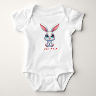 Hello Mom Baby Bodysuit – Cute Bunny Design ベビーボディスーツ
