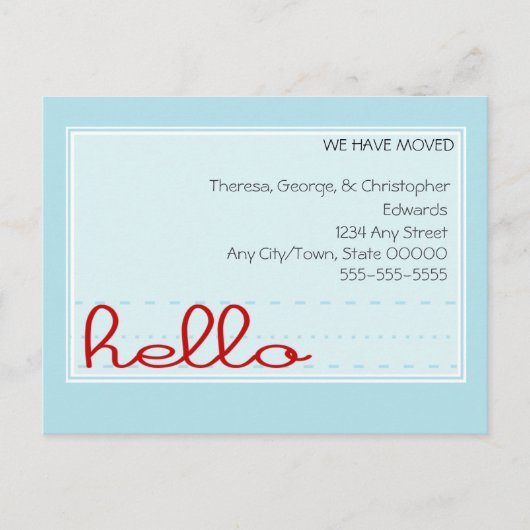 Hello Movingのお知らせ 案内ポストカード (正面)