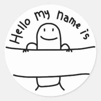 Hello My Name Is – かわいいキャラクター名札ステッカー ラウンドシール