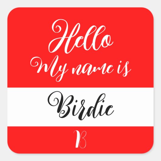 「Hello My Name Is」スタンダードネームタグステッカー スクエアシール (正面)