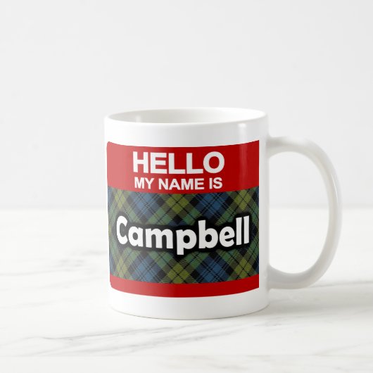 Hello My Name is Campbell Scotishタータンチェック コーヒーマグカップ (右)