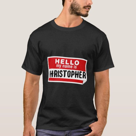 Hello My Name Is Christopher Nameタグフード付きスウェットシャツ お Tシャツ (正面)