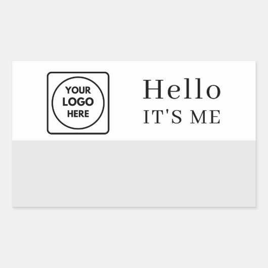 Hello My Name Is | Custom Logo Minimalist Design 長方形シール (正面)