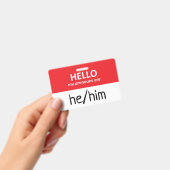 Hello My Pronouns Are He/Him Badge バッジ (手持ち)