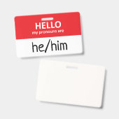 Hello My Pronouns Are He/Him Badge バッジ (正面＆裏面)
