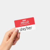 Hello My Pronouns Are She/Her Badge バッジ (手持ち)